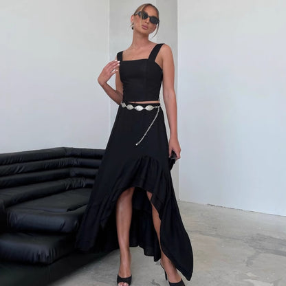 Dame Maxikjoler med festlig kant og skulderfri design Stilla