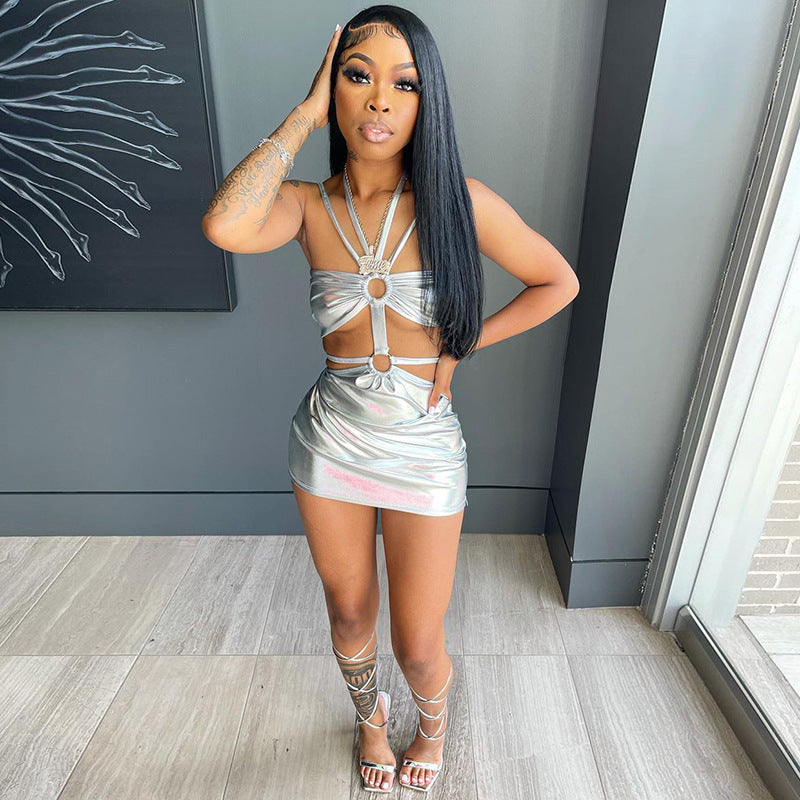 Dame Crop-Top og Minirock Sæt Stilla