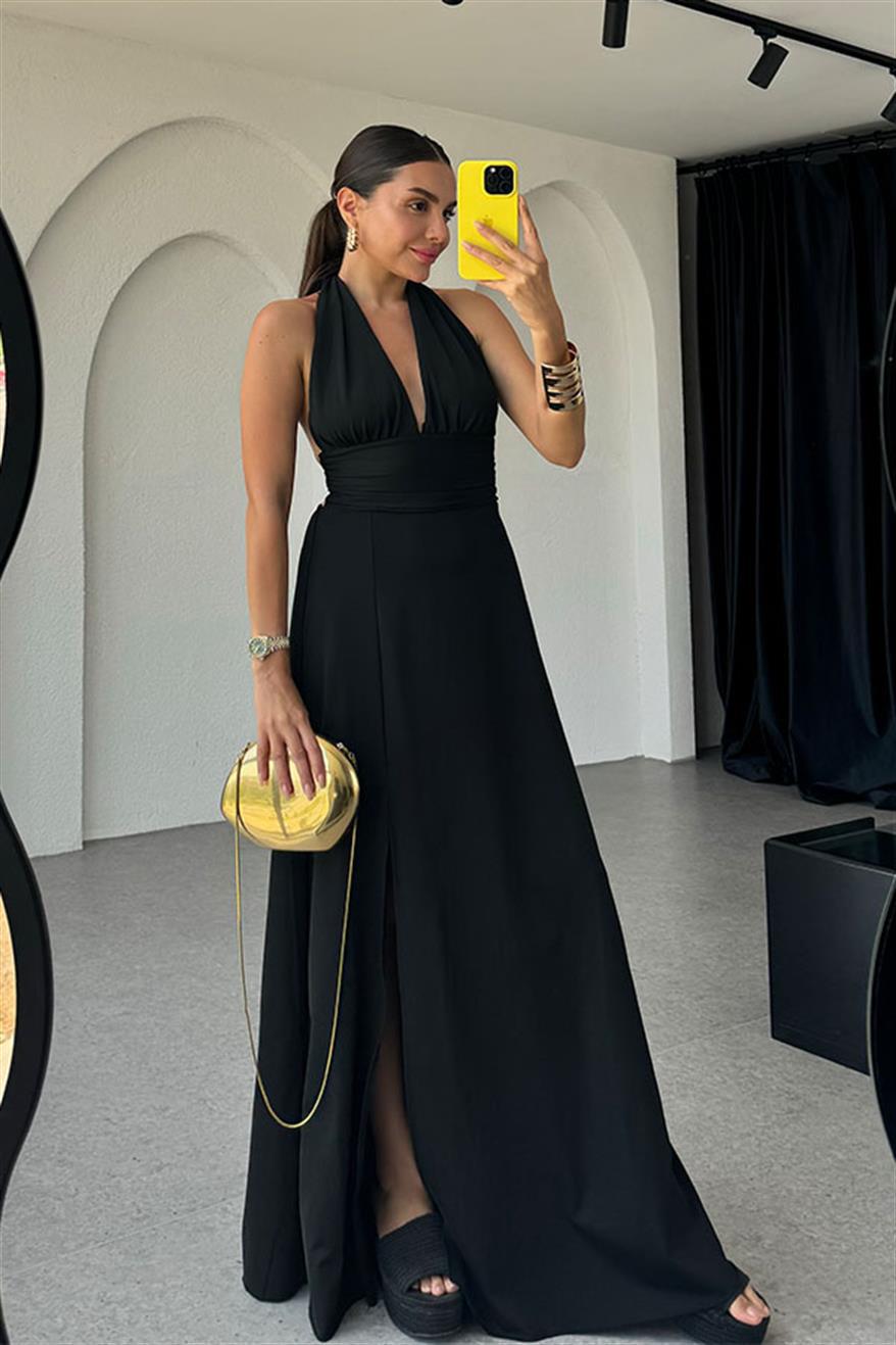 Dame Elegant Halterneck Maxi Kjole Stilla