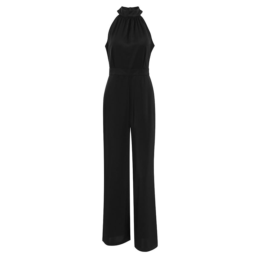 Dame Elegant Jumpsuit med svingende, højtstående design og luksuriøs satin-finish Stilla