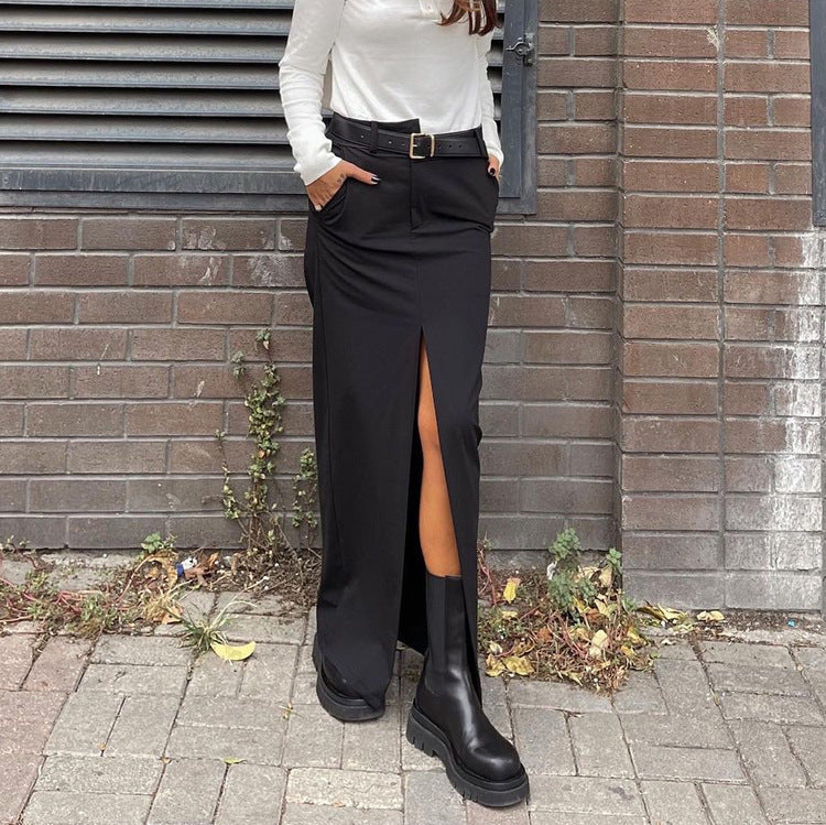 Dame elegant bredskåret jakkesæt bukser med høj talje Stilla