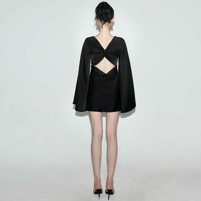 Dame Elegant Aftenkjole med dramatiske ærmelukninger Stilla