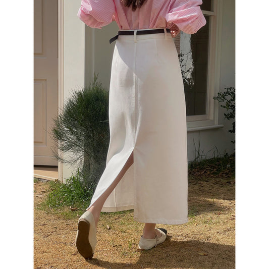 Dame Denim-maxiskørt med lige pasform og elegant udvikling Stilla