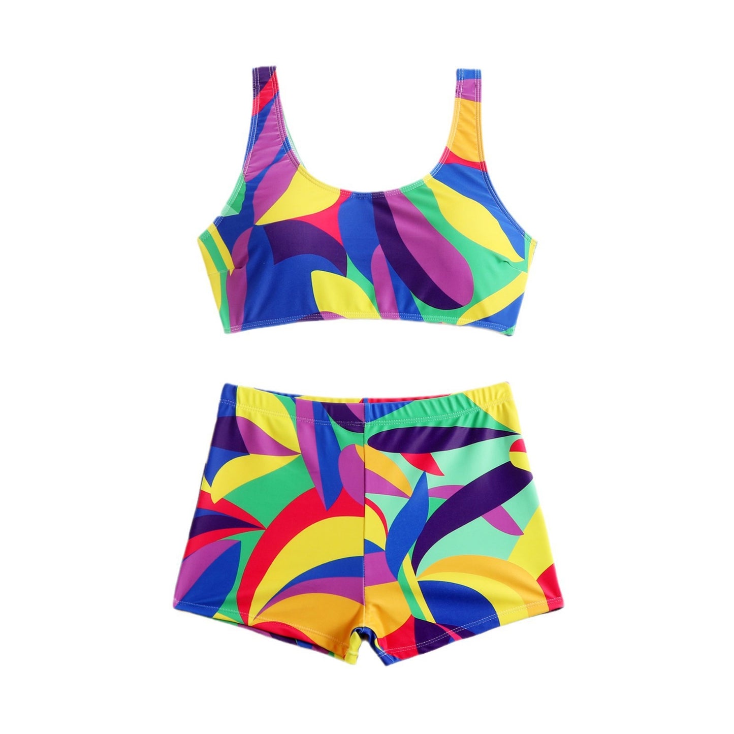 Dame Sporty Bikini-sæt med fashionabel Crop-top og figursyede shorts Stilla