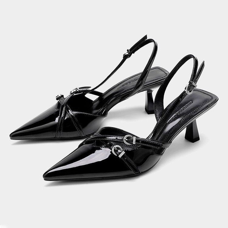 Dame Elegant Spids-Tå Slingback Pumps med Spændedetalje Stilla