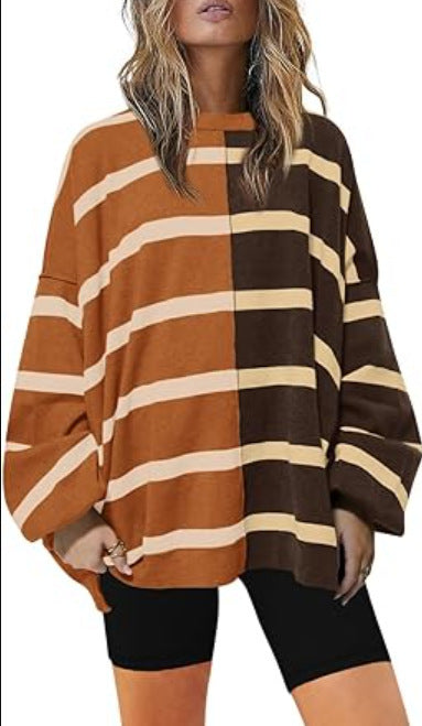 Dame Oversized Pullover med stribemønster Stilla