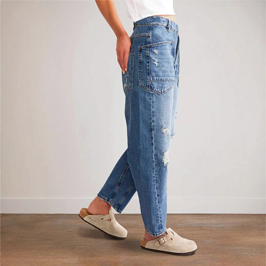 Dame denimbukser med store lommer Stilla