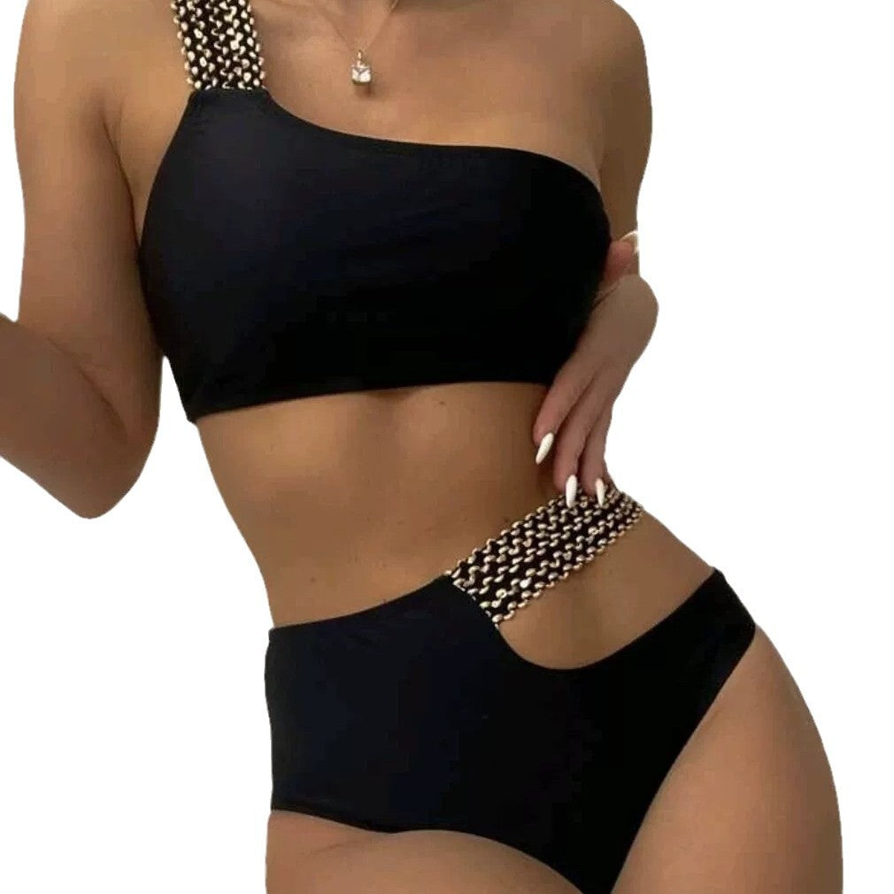 Dame Cut-Out Én-skulder Bikini Sæt Stilla