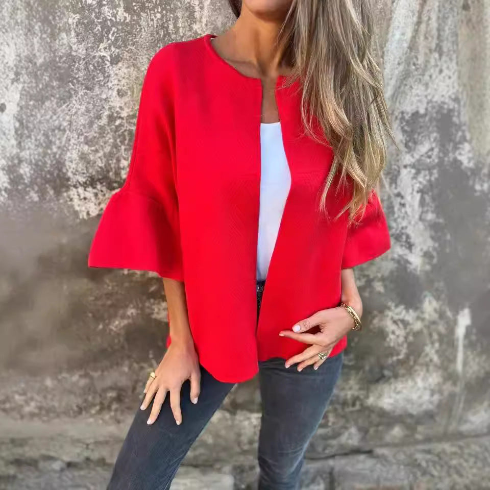 Dame elegant jakke med bred skæring og puffærmer Stilla