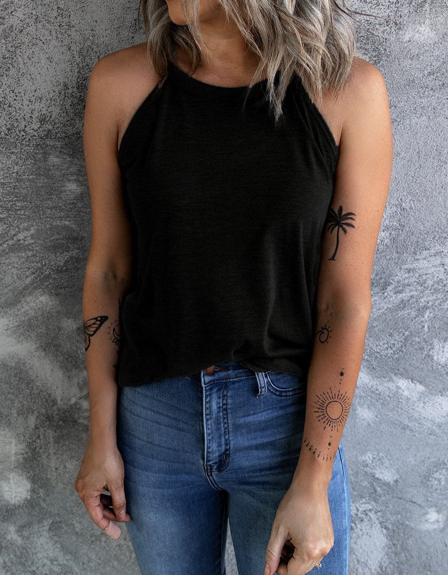 Dame afslappet bomulds-top med høj krave og løs pasform Stilla