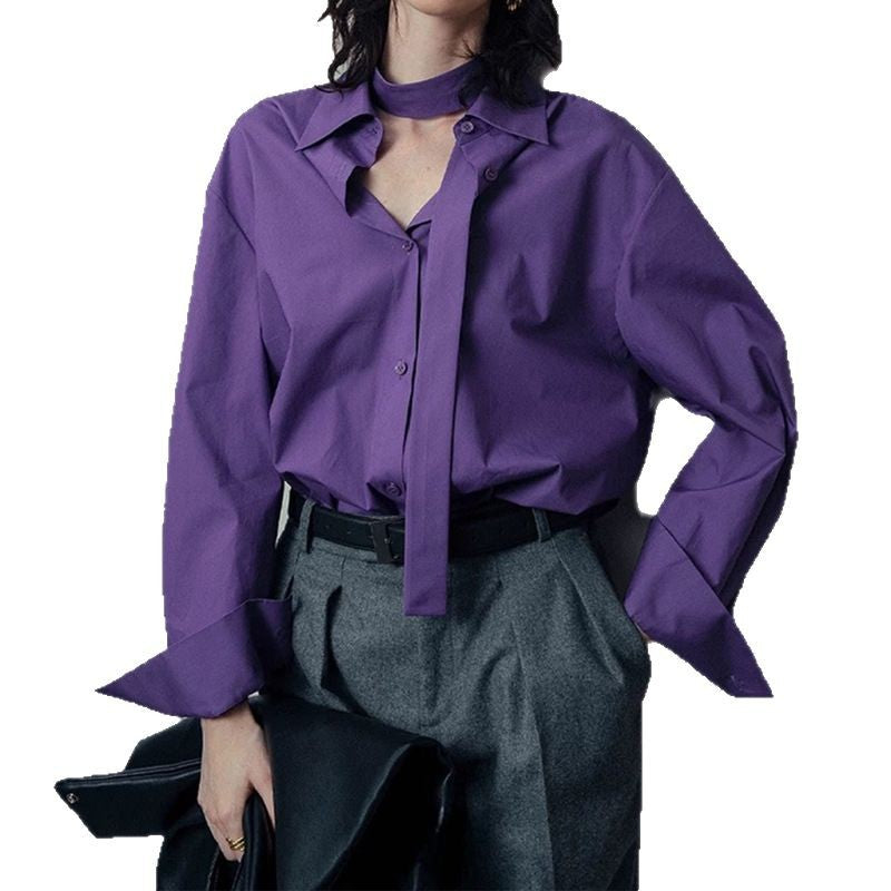 Dame elegant bluse med smart sløjfe og moderne snit Stilla