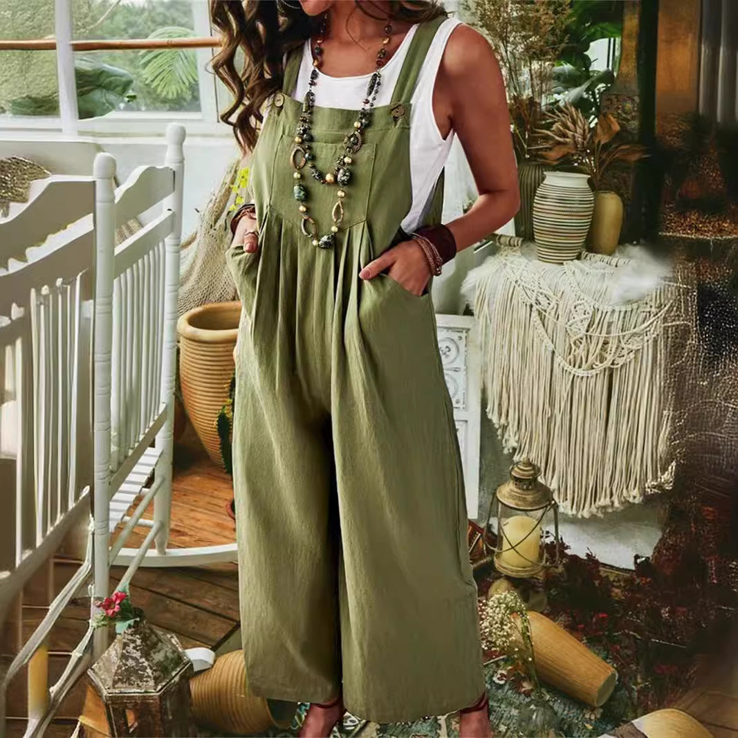 Kvinder justerbare stropper bredbenet jumpsuit Stilla