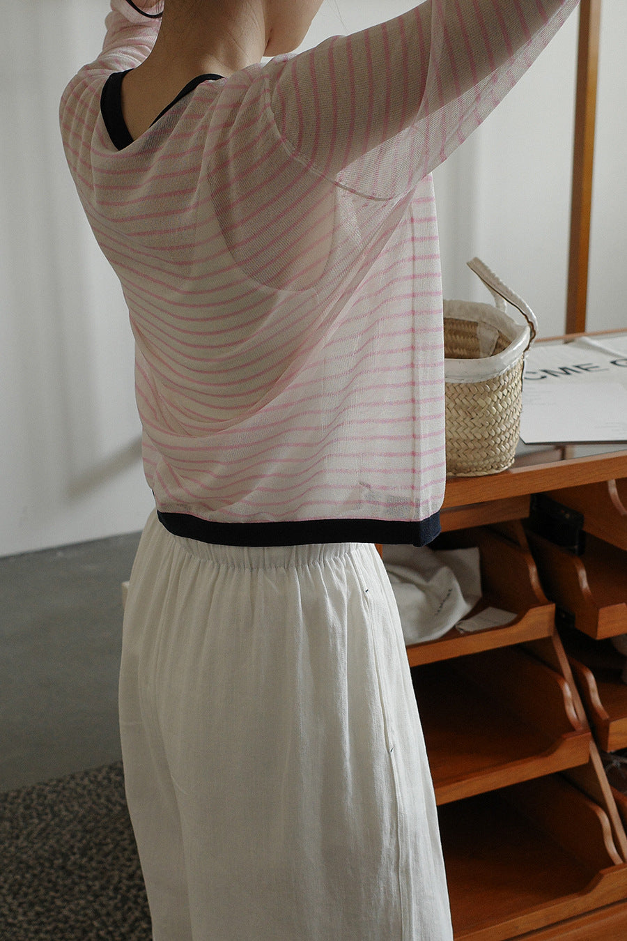 Dame - Lækkert, stribet oversized T-shirt med kontrastdetaljer Stilla