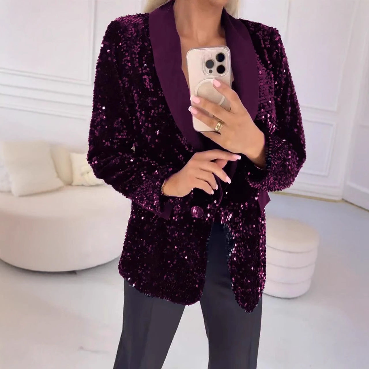 Dame elegant glimmer blazer med skinnende optræden Stiila