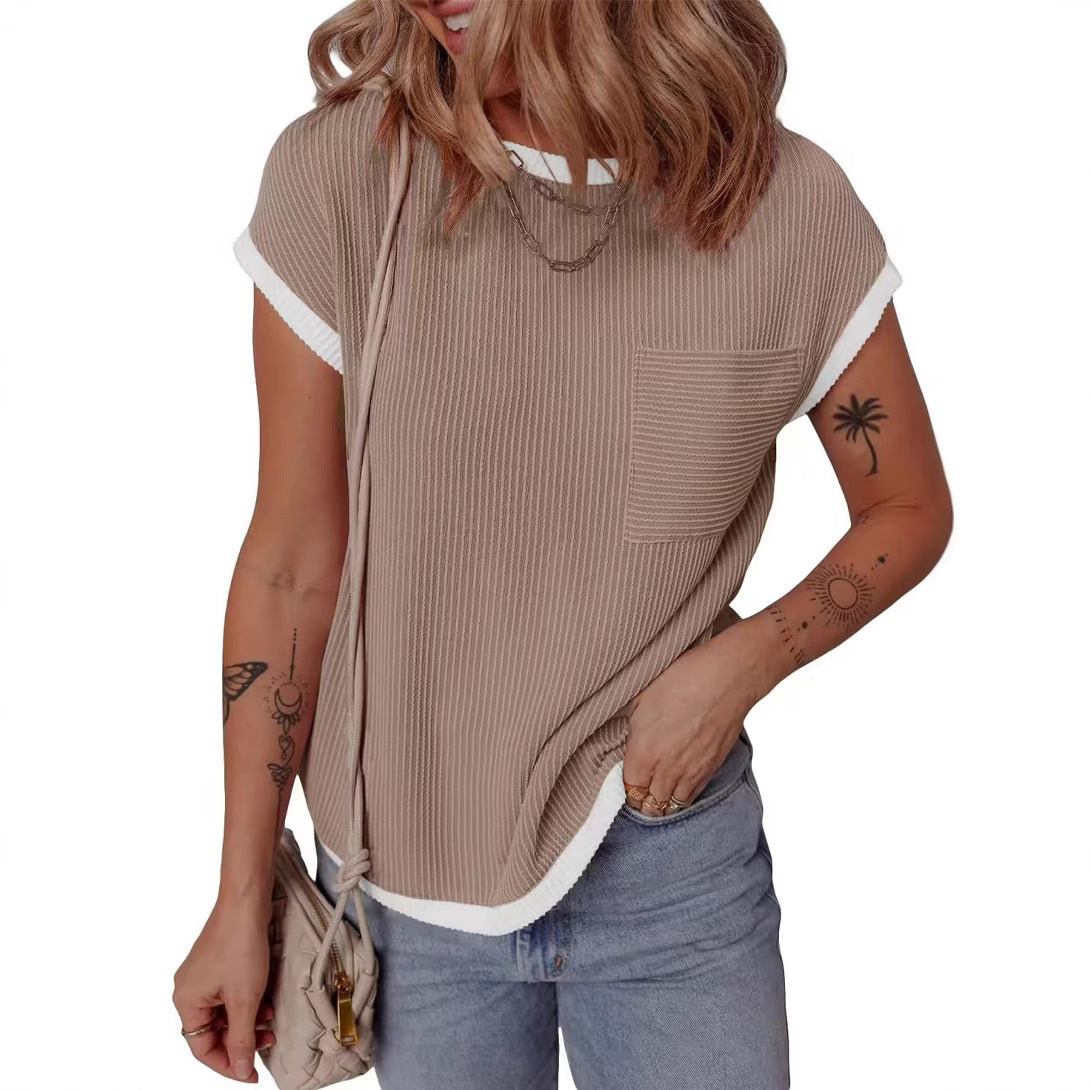 Dame afslappet og åndbar vaffelshirt med lomme Stilla