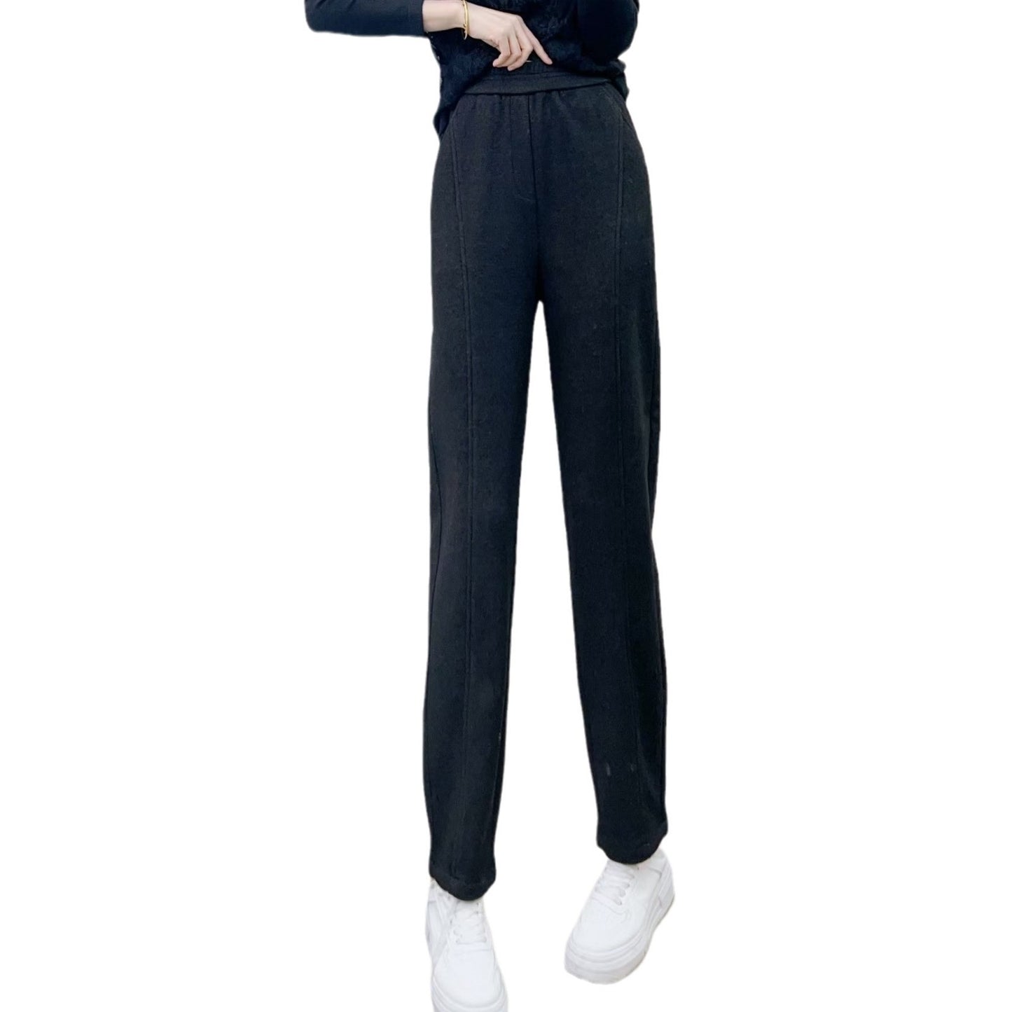 Dame elegant høj talje-bukser med høj kvalitet tekstur og afslappet snit Stilla