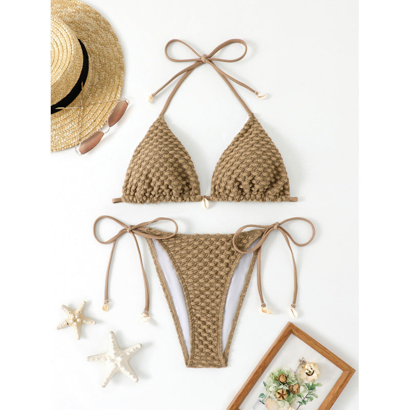 Dame Bikini-sæt med håndcrochetet design og justerbare bindebånd Stilla