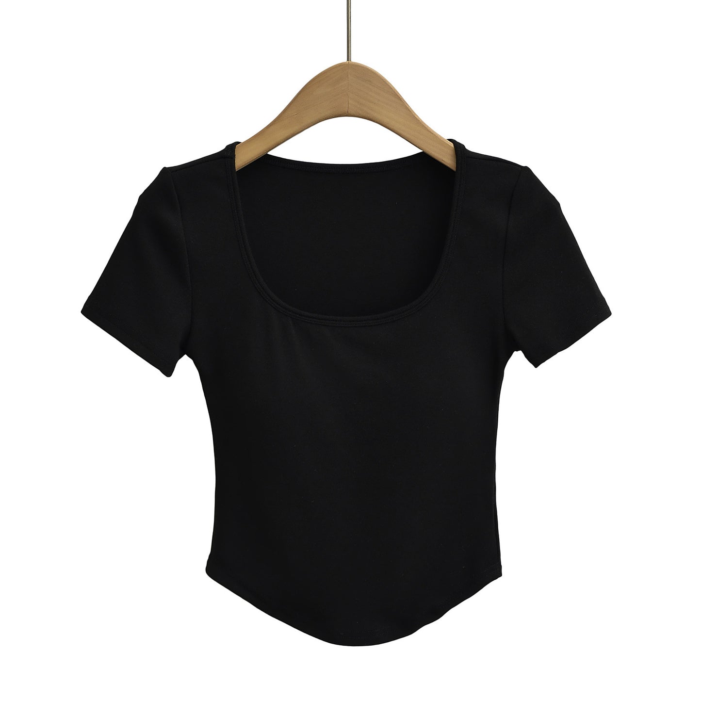 Dame elastisk rundhalset kortærmet skjorte med tætsiddende snit og blød bærekomfort Stilla