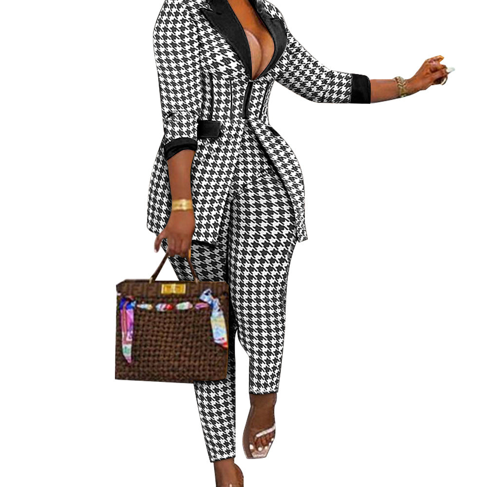 Dame Mode-jumpsuit med kreativt tryk og figursyet snit Stilla