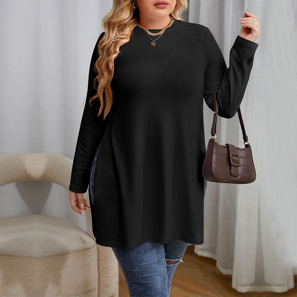 Dame afslappet langærmet skjorte med sidelæg og minimalistisk design Stilla