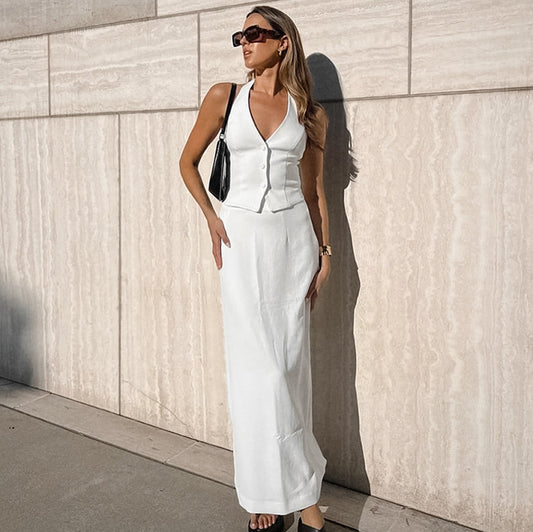 Dame elegant sommer-jumpsuit med ærmeløs top og flatterende snit Stilla