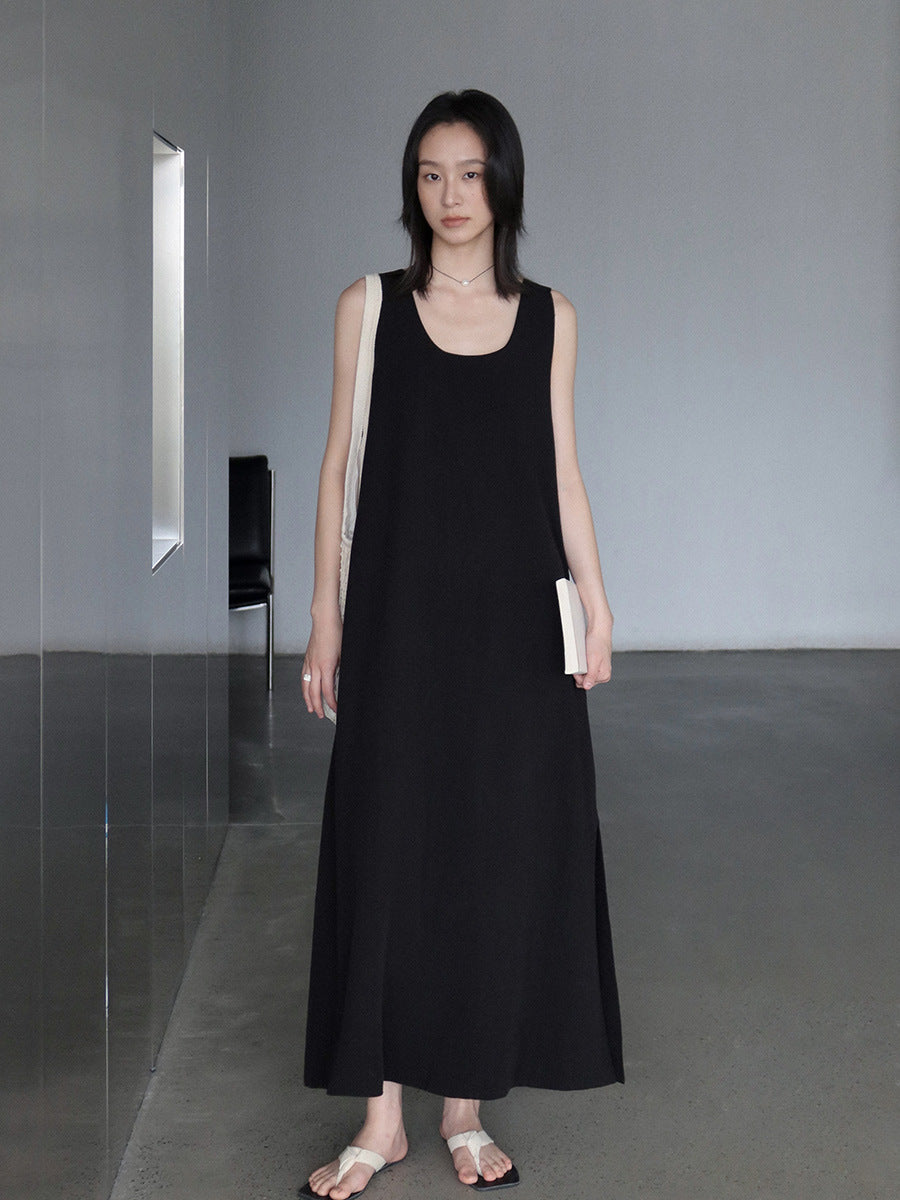 Dame afslappet Jersey-maxikjole med racerback og svajende nederdel Stilla