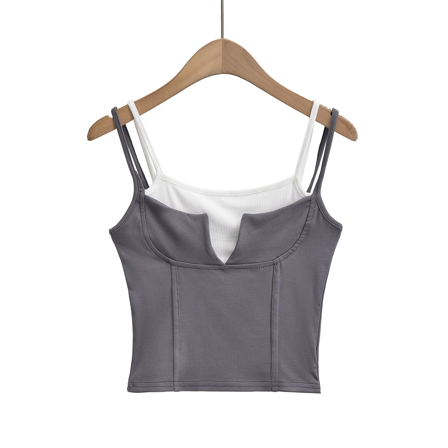 Dame cropped top med dobbelt stropdesign og moderigtigt V-udskæring Stilla