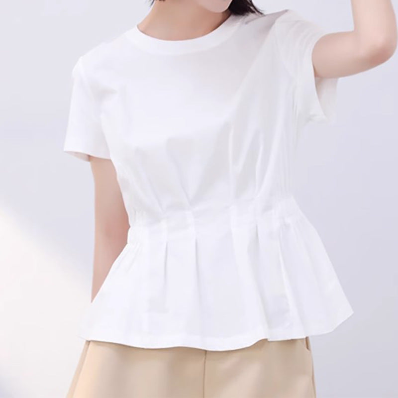 Dame elegant bluse shirt med smidig snit og voluminøst kant Stilla