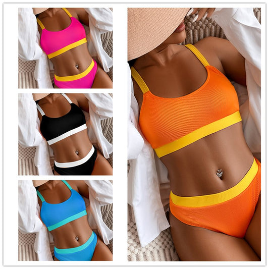 Dame To-delt Bikiniset med sporty snit og raffineret ribstruktur Stilla