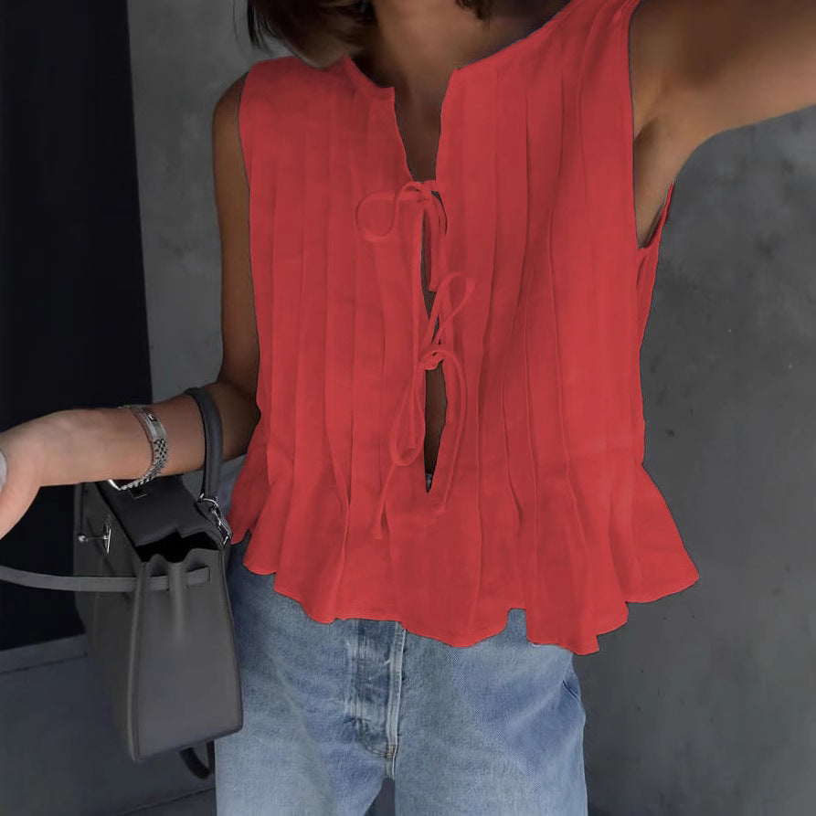 Dame afslappet bluse med smart rynke-design Stilla