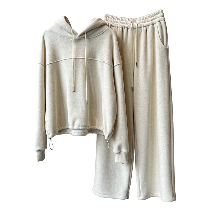 Dame afslappet hoodie med løst skårne bukser i casual stil Stilla