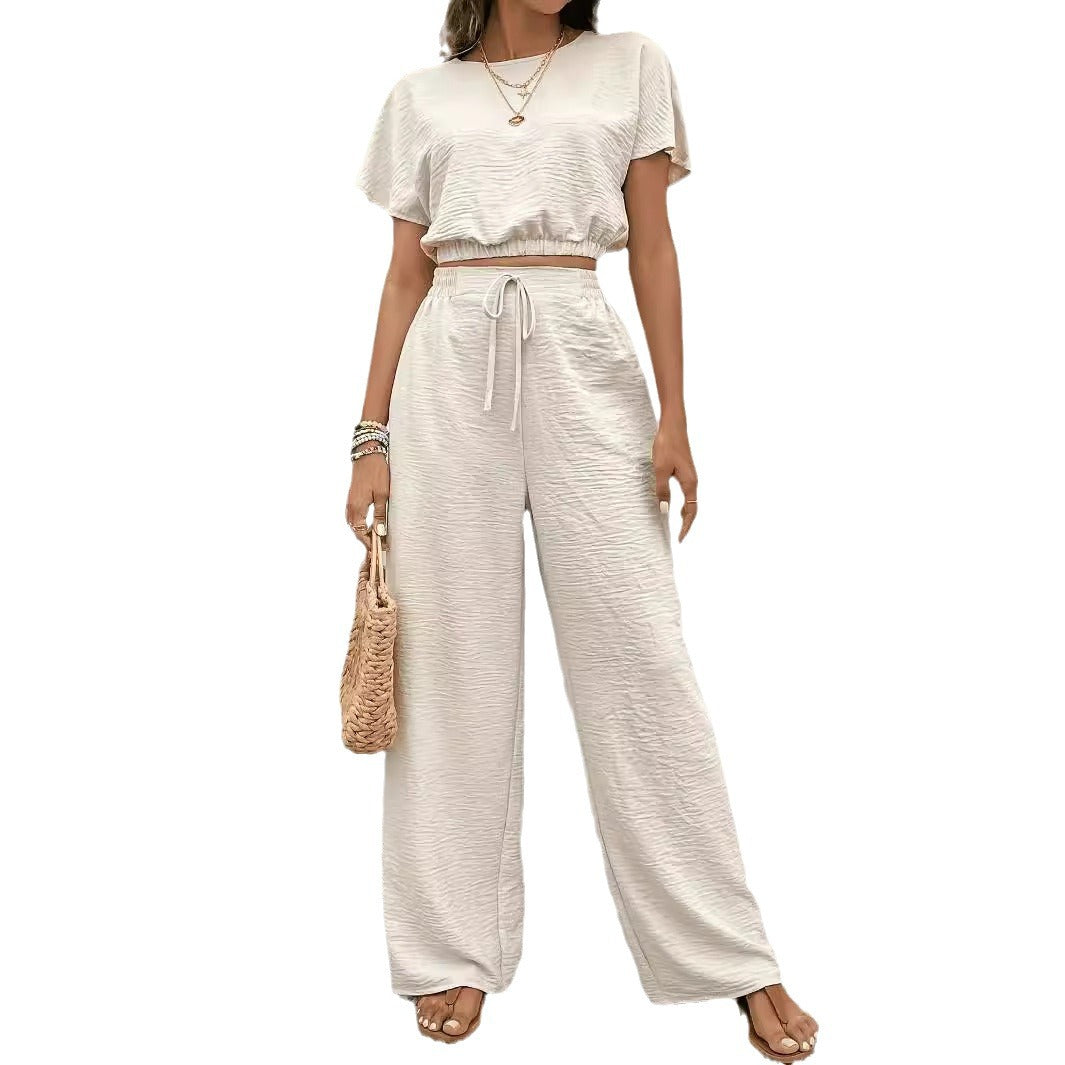 Dame Cropped Top og løstsiddende bukser Sæt Stilla