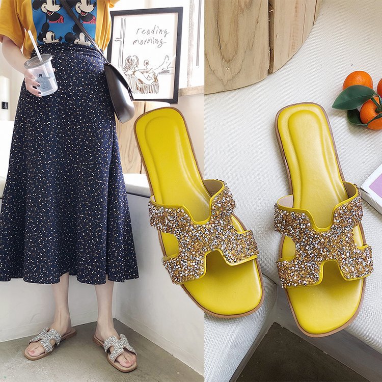 Dame Glamourøse Strand-sandaler med glitrende applikationer Stilla