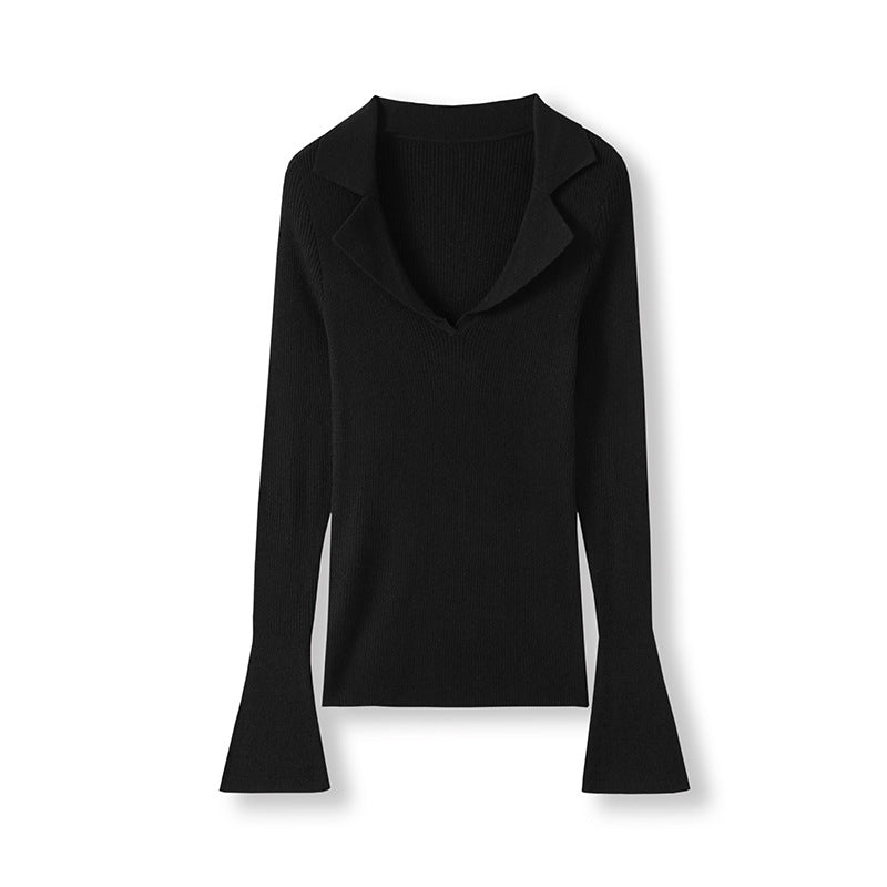 Femme Glockenærme V-Udskæring Pullover Stilla