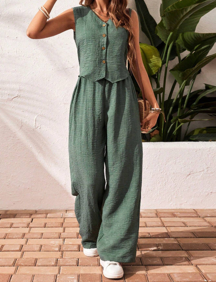 Dame afslappet jumpsuit med knapdetalje Stilla