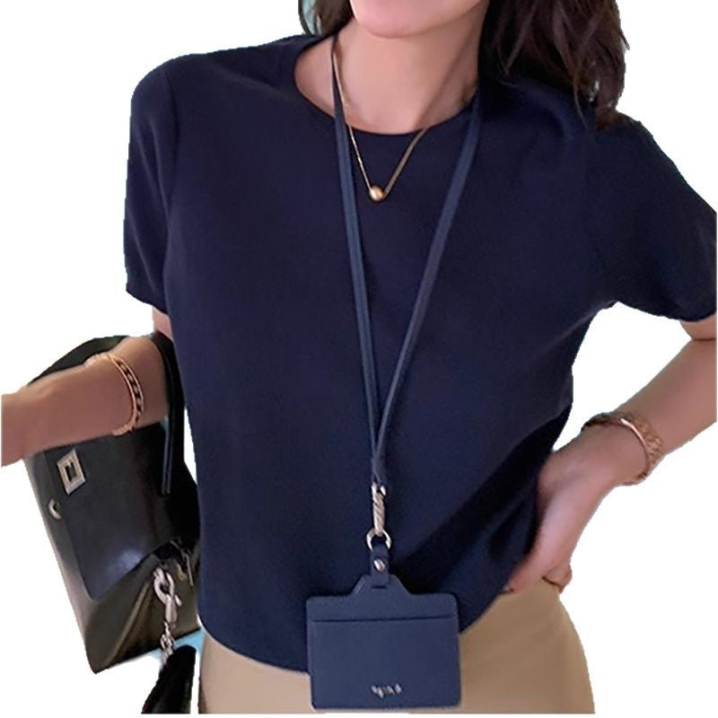 Dame afslappet bomulds overdel med minimalistisk skæring og elastisk talje Stilla