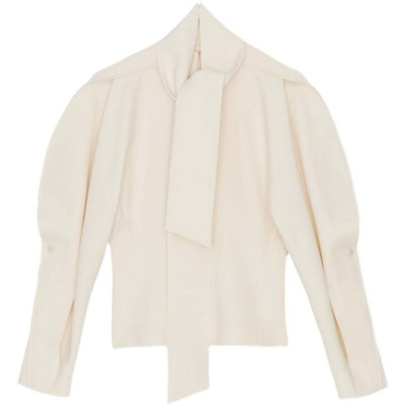 Dame elegant bluse med voluminøse ærmer og stylish ståkrave Stilla