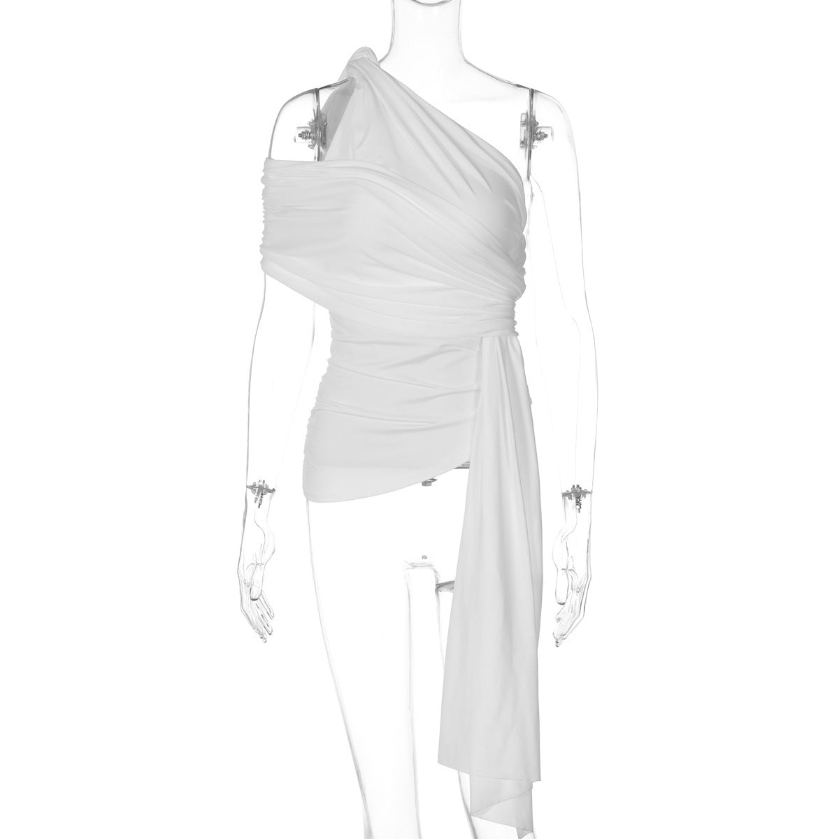 Dame Ein-skulder-top med raffineret indpakningsdesign og flydende stof Stilla