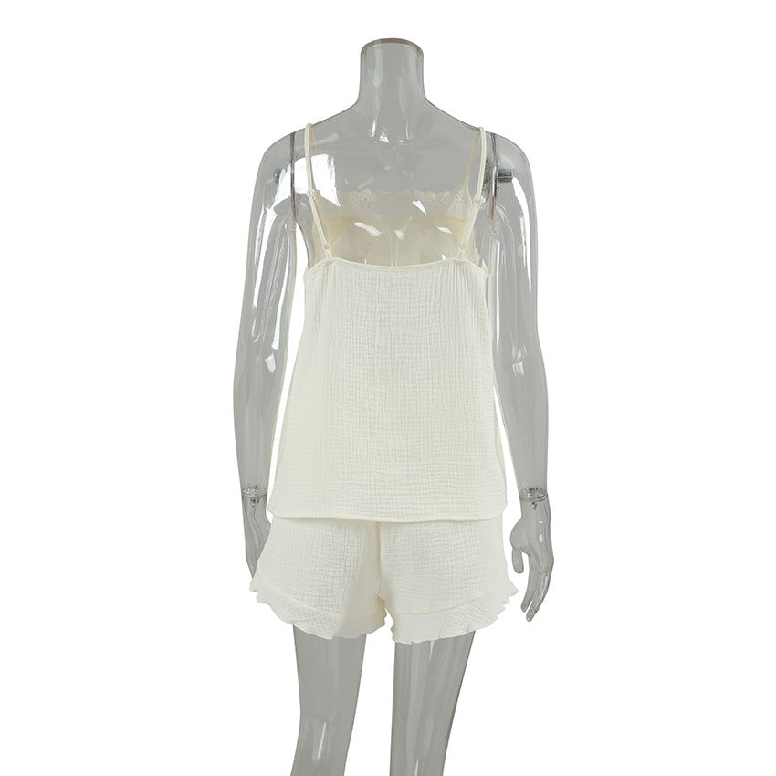 Dame afslappet shorts jumpsuit med spids og elastisk liv Stilla
