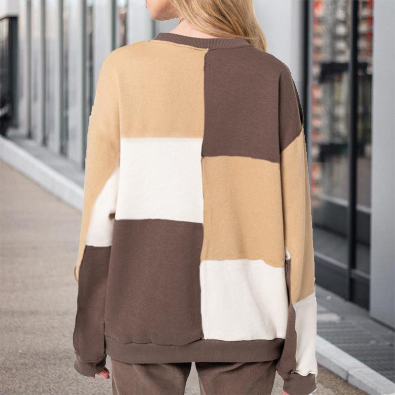 Dame afslappet oversized sweatshirt med farvekontrast design Stilla
