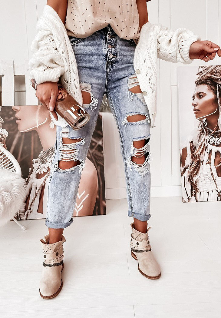 Dame Revnet Denim Jeans Stilla
