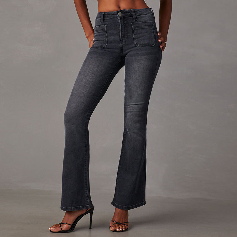 Dame Bootcut Jeans med høj talje og elegant vask Stilla