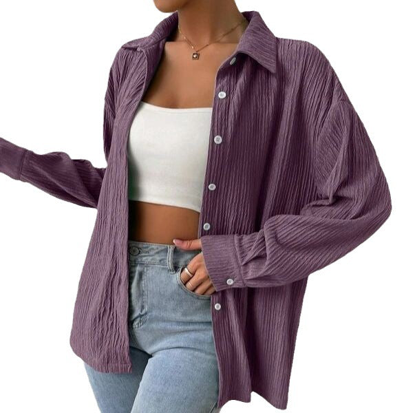 Dame afslappet langærmet skjorte med struktureret design Stilla