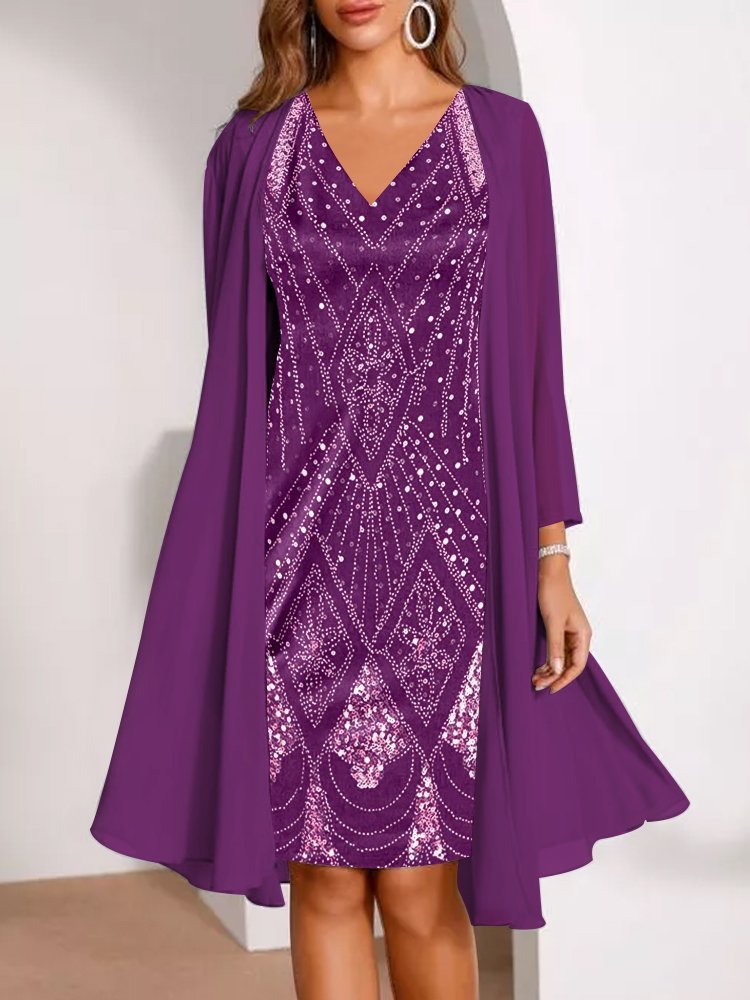 Dame elegant aftenkjole med skinnende overtræk Stilla