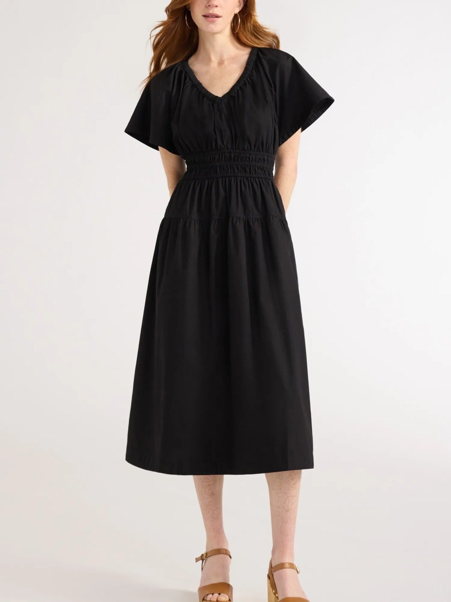 Dame afslappet denim-kjole med elastisk talje Stilla