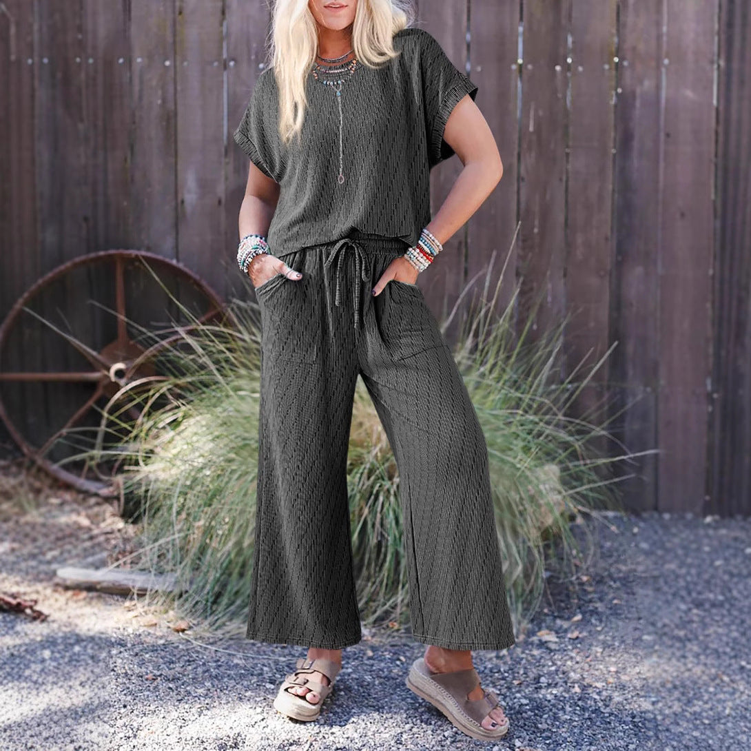 Dame afslappet fritids-lounge-sæt med elastisk talje og lommer Stilla