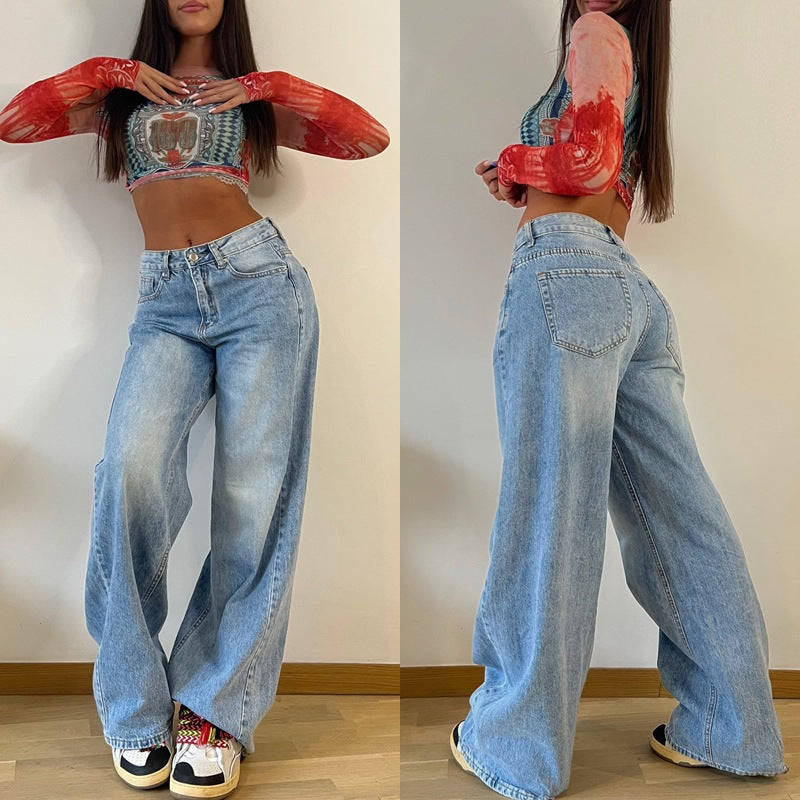 Dame High-Waist Wide-Leg Jeans med afslappet pasform og høj kvalitet forarbejdning Stilla