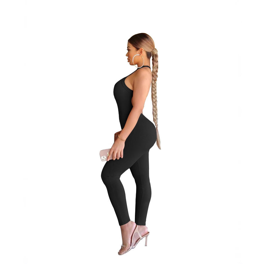 Dame stilfuld rib jumpsuit med dyb rygudskæring og figursiddende snit Stilla