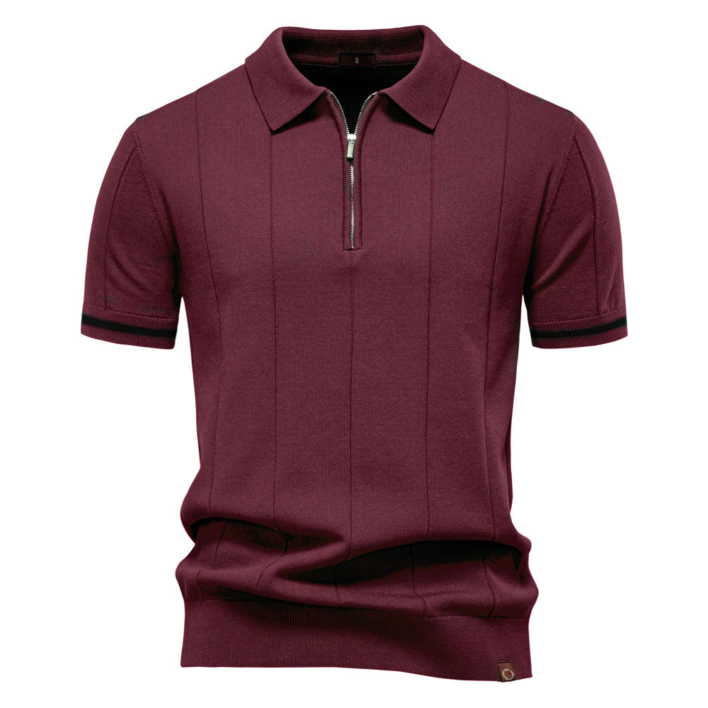 Herre polo T-shirt med sporty lynlås Stilla