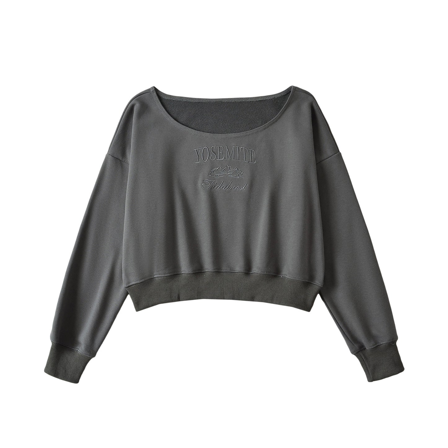 Dame cropped sweatshirt med rund halsudskæring og afslappet design Stilla